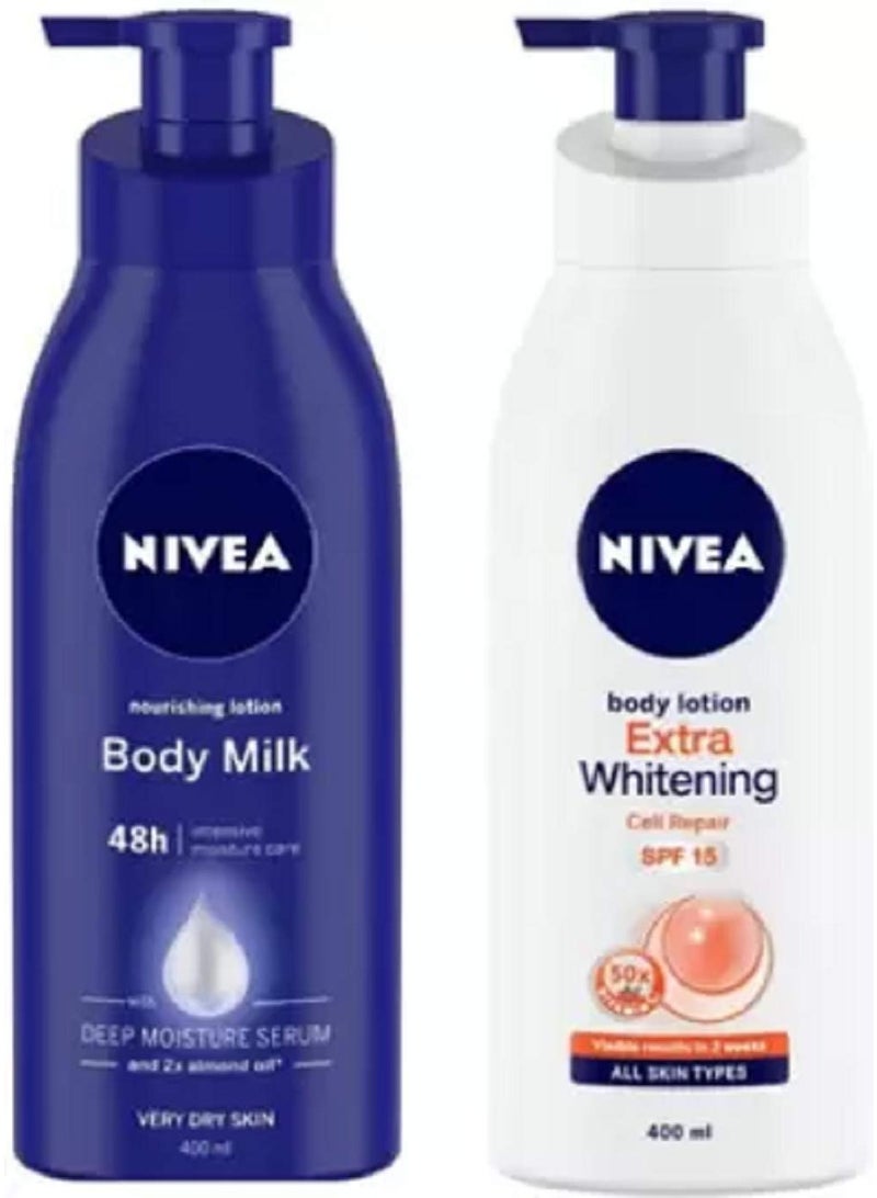 نيفيا لوشن نيفيا للجسم مع تأثير تفتيح إضافي (2 × 400 مل) (800 مل) - Image 1